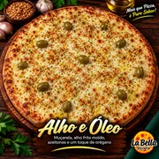 Tradicionais: Alho e Óleo - Pizza Grande (Ingredientes: Alho Frito Crocante, Azeitonas Sem Caroço, Molho de Tomate Artesanal, Mussarela Derretida)