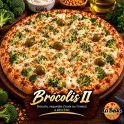 Especiais: Brócolis 2 - Pizza Grande (Ingredientes: Alho Frito Crocante, Azeitonas Sem Caroço, Brócolis Refogado, Molho de Tomate Artesanal, Requeijão Cremoso da Marca Scala ou Tirolez)