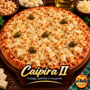 Especiais: Caipira 2 - Pizza Grande (Ingredientes: Azeitonas Sem Caroço, Molho de Tomate Artesanal, Mussarela Derretida, Palmito Fresco, Peito de Frango Desfiado)
