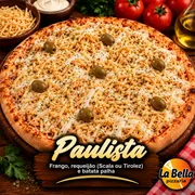 Especiais: Paulista - Pizza Grande (Ingredientes: Batata Palha, Frango Desfiado, Molho de Tomate Artesanal, Requeijão Cremoso da Marca Scala ou Tirolez)