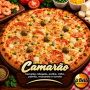 Premium: Camarão - Pizza Grande (Ingredientes: Camarão, Ervilha, Milho, Mussarela, Palmito, Rodelas de Tomate)