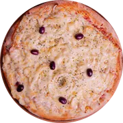 Salgadas: Portuguesa com Mussarela - Pizza Grande - Salgada (Ingredientes: Mussarela, Cebola, Ervilha, Ovos, Presunto Picado)