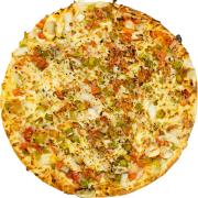 Tradicionais: 31-Madre - Pizza INDIVIDUAL 20 Cm /2 Fatias (Ingredientes: Bacon, Mussarela, Palmito, Parmesão)