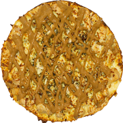 PIZZAS ESPECIAIS: 48-Alcatra C/ Barbecue - Pizza INDIVIDUAL 20 Cm /2 Fatias (Ingredientes: Alcatra, Molho Barbecue, Molho de Tomate, Mussarela, Orégano)