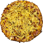 Tradicionais: 60-Strogonoff de Calabresa - Pizza PEQUENA 25 cm /4 Fatias (Ingredientes: Batata Palha, Molho, Mussarela, Orégano, Strogonoff de Calabresa)