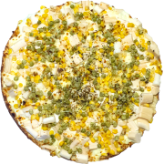 Tradicionais: 16-Vegetariana - Pizza INDIVIDUAL 20 Cm /2 Fatias (Ingredientes: Azeitona, Brócolis, Champignon, Milho, Mussarela, Palmito, Tomate)