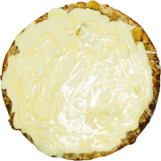 Doces: 79-Bananix - Pizza PEQUENA 25 cm /4 Fatias (Ingredientes: Banana, Chocolate Branco, Leite Condensado)