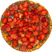 Doces: 87-Nutella C/ Morango - Pizza INDIVIDUAL 20 Cm /2 Fatias (Ingredientes: Leite Condensado, Morango, Nutella)