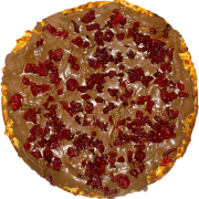 Doces: 94-Tentação - Pizza PEQUENA 25 cm /4 Fatias (Ingredientes: Cereja, Chocolate ao Leite, Doce de Leite)