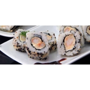 Uramaki: Uramaki Ebi (Camarão) | 05 Unidades - Alga, Arroz com gergelim torrado, Camarão, Cream Cheese e Cebolinha