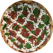 Premium: Pepperoni cream cheese - Pizza Grande 35cm (Ingredientes: Azeitona Preta, Cream cheese original, Manjericão Fresco, Molho de tomate caseiro, Mussarela, Orégano, Pepperoni)