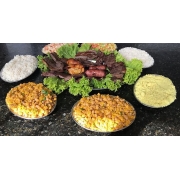 Churrasco Mistão: 55-Super Mistão P/ 5 a 6 Pessoas - Churrasco Mistão (Ingredientes: 2 Fatias de Picanha, 2 Fatias de Carneiro, 2 fatias de Carne do Sol, 2 Coxas de Frango e 2 Toscanas, Acompanhamento: 2 Porção de Feijão Tropeiro, 2 Porções de Arroz, 1 Porção de Maionese, 1 Porção de Vinagrete, 1 Porção de Farofa)