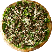 Especiais: Filé Mignon C/ rúcula - Pizza Individual (Ingredientes: Molho Pomodoro, Mussarela, Filé Mignon, Rúcula, Parmesão)