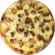 Tradicionais: Corn & Bacon - Pizza Individual (Ingredientes: Creme de Milho, Milho, Mussarela, Orégano, Tiras de Bacon)