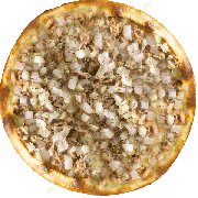 Tradicionais: Atum c/ Cebola - Pizza Média (Ingredientes: Molho Pomodoro, Mussarela, Atum, Cebola, Orégano)