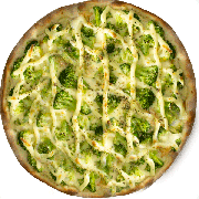 Tradicionais: Brócolis C/ Requeijão - Pizza Média (Ingredientes: Molho Pomodoro, Mussarela, Brócolis, Requeijão, Orégano)