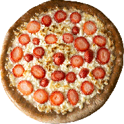 Doces: Morango C/ chocolate Branco - Pizza Individual (Ingredientes: Morango, Chocolate Branco, Leite Condensado)