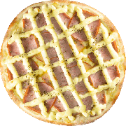 Tradicionais: Lombo C/ Requeijão - Pizza Individual (Ingredientes: Lombo Canadense, Molho Pomodoro, Mussarela, Orégano, Requeijão)