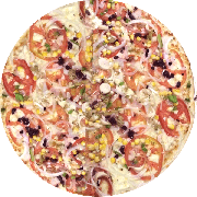 Tradicionais: Vegetariana - Pizza Grande (Ingredientes: Azeitona, Cebola, Milho, Molho, Mussarela, Palmito, Tomate)
