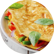 Refeições: Omelete de Peito de Peru-7036 - Rápido (Ingredientes: Ovos, peito de peru, queijo branco e tomate)