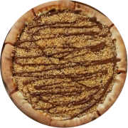 Doces: 97- Pizza de Amendoim - Pizza Grande (Ingredientes: amendoim triturado, Chocolate avelã)