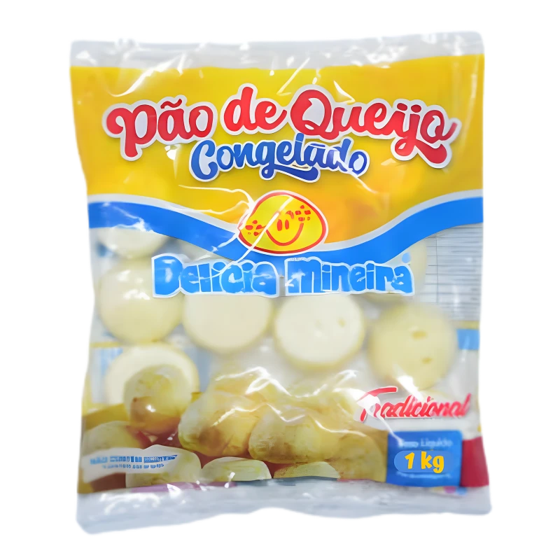 Conforto e Lanche: Pão de Queijo DELICIA MINEIRA 1Kg. - validade 09/03/2027- L 5872M1 (1) - O pão de queijo é uma iguaria tradicional de Minas Gerais feita com polvilho, ovos, leite e queijo (como meia-cura, parmesão ou mussarela) e tornou-se um queridinho em todas as casas brasileira.