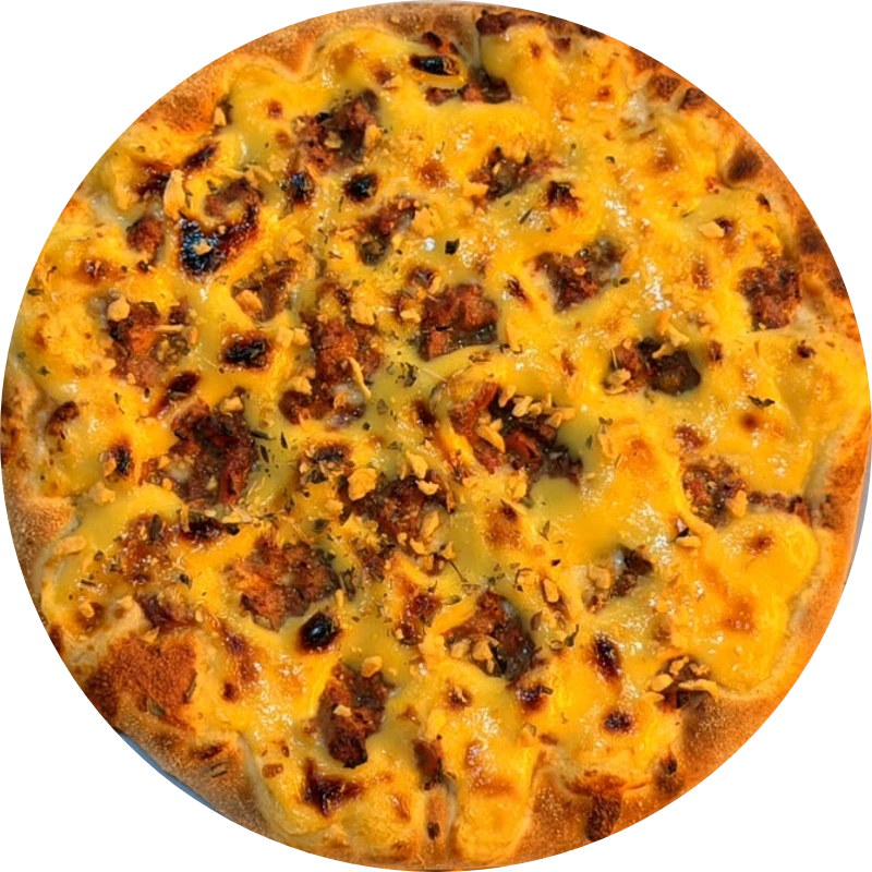 Especiais da Guede`s: ALCATRA C/ MOSTARDA E MEL - Pizza Grande (Ingredientes: Molho de tomate Artesanal, Muçarela, Alcatra saborosa, Molho supremo da casa (contém mostarda e mel em sua composição), Orégano)