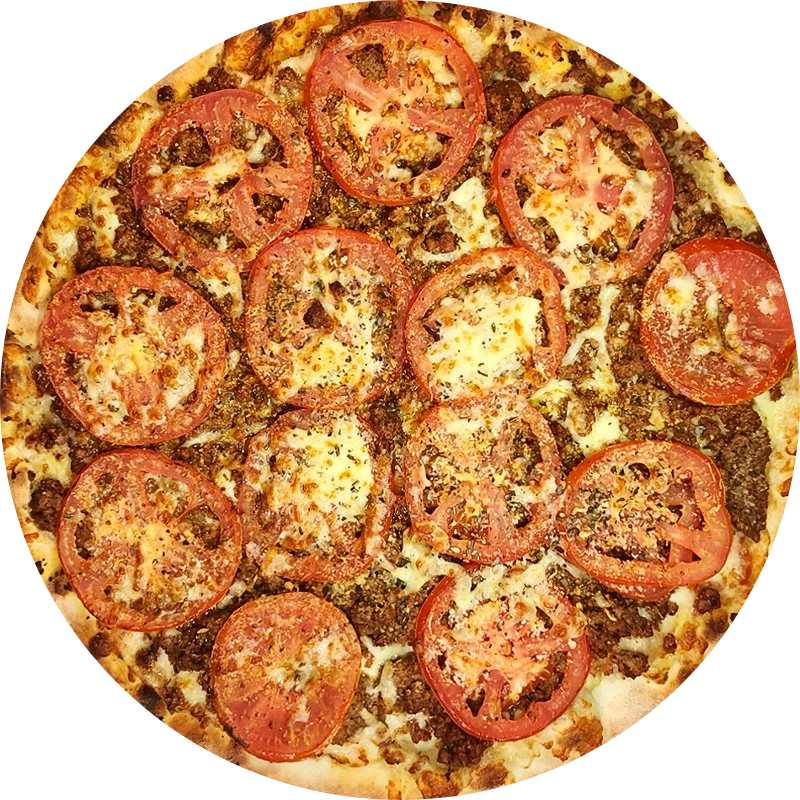 Tradicionais da Guede`s: Bolonhesa - Pizza Grande (Ingredientes: Molho de tomate Artesanal, molho bolonhesa da casa saboroso (contém carne moída em sua composição), Muçarela, rodelas de tomate fresco, Parmesão Ralado, Orégano)