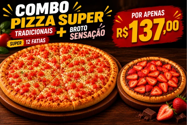 Pizza Super 12fatias (Tradicionais) + Broto Sensação