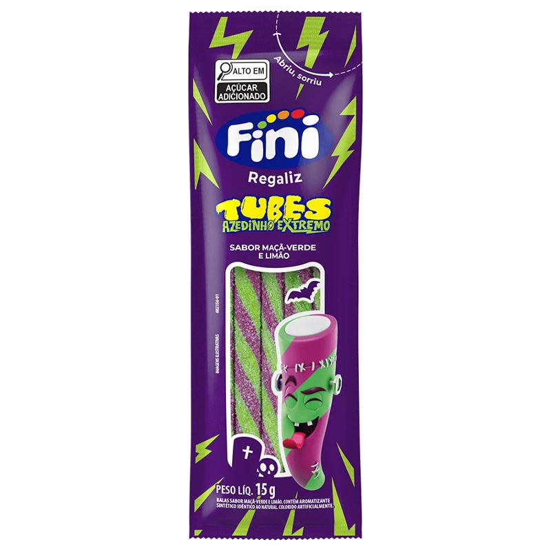 Fini: Fini Tubes - Maça Verde e limão - Maçã- verde e Limão
