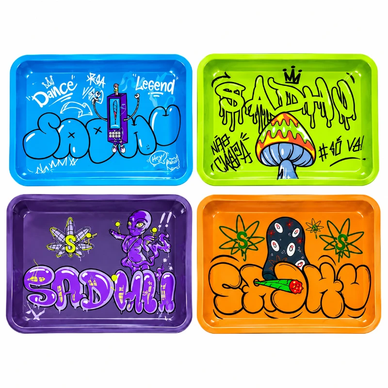 Bandejas: Bandeja Sadhu - Quadrada (media) - Quadrada com area para cigarro (estampas sortidas)