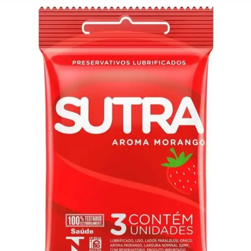 Preservativo: Camisinha Sutra - Aroma De Morango - 3 unidades