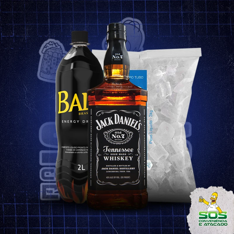 Combo Whisky + Baly: Jack Daniels Tradicional + Baly 2L + Gelo 3kg - Combo Whisky + Baly (Ingredientes: )