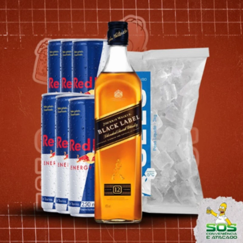 Combo Whisky redbull: Black Label 1L - Combo Whisky redbull (Ingredientes: )