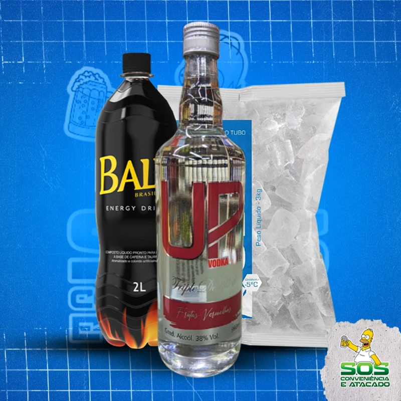 combo vodka + baly 2l + gelo 3kg: UP Frutas Vermelhas - Combo Vodka + Energetico (Ingredientes: )