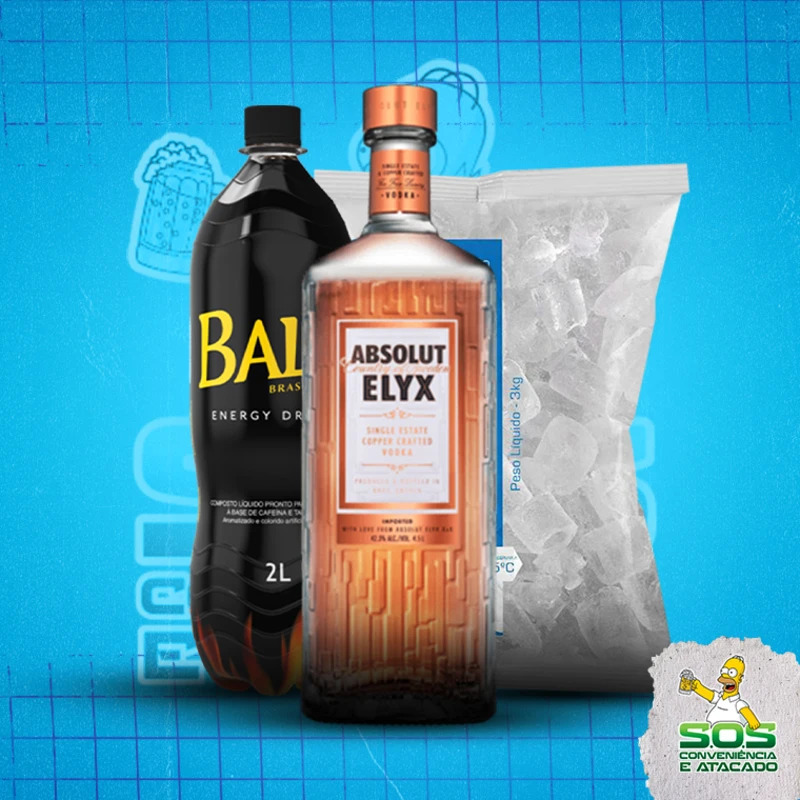 combo vodka + baly 2l + gelo 3kg: Absolut Elyx 750ml - Combo Vodka + Energetico (Ingredientes: )