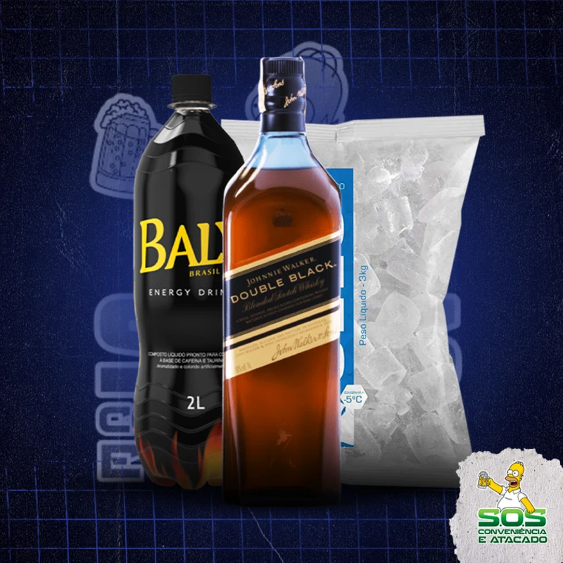 Combo Whisky + Baly: Double Black + Baly 2L + Gelo 3kg - Combo Whisky + Baly (Ingredientes: )