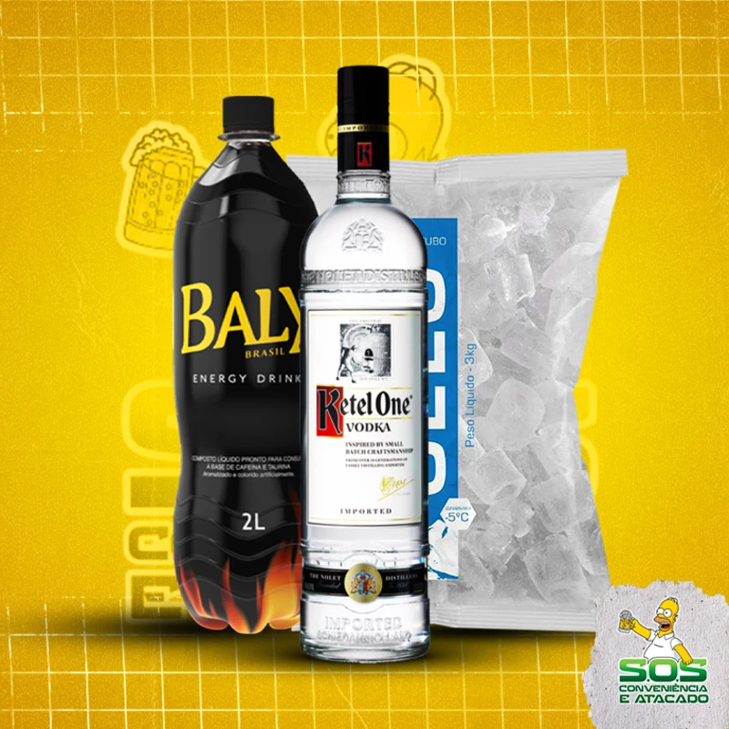 combo vodka + baly 2l + gelo 3kg: Ketel One Tradicional - Combo Vodka + Energetico (Ingredientes: )