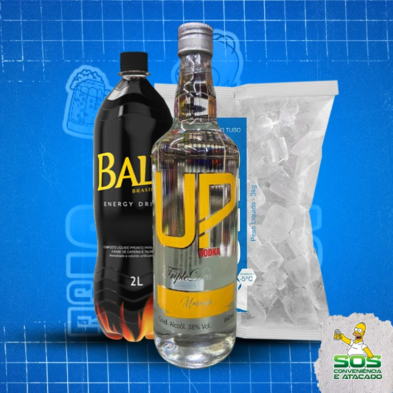 combo vodka + baly 2l + gelo 3kg: UP Maracuja - Combo Vodka + Energetico (Ingredientes: )