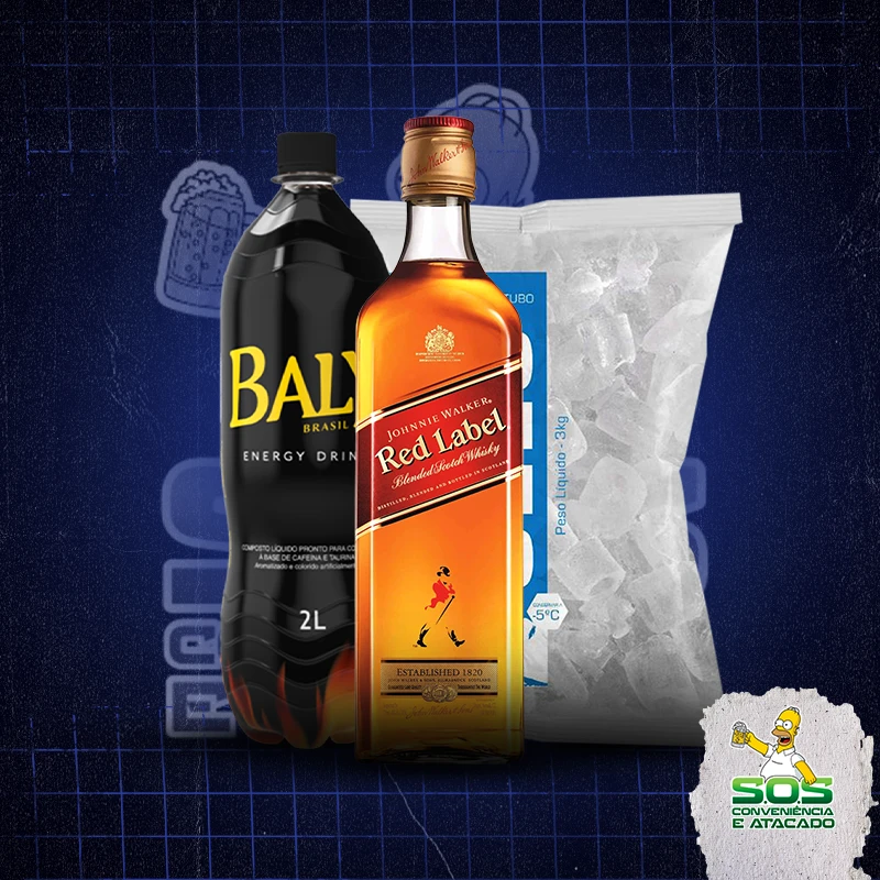 Combo Whisky + Baly: Red Label + Baly 2L + Gelo 3kg - Combo Whisky + Baly (Ingredientes: )