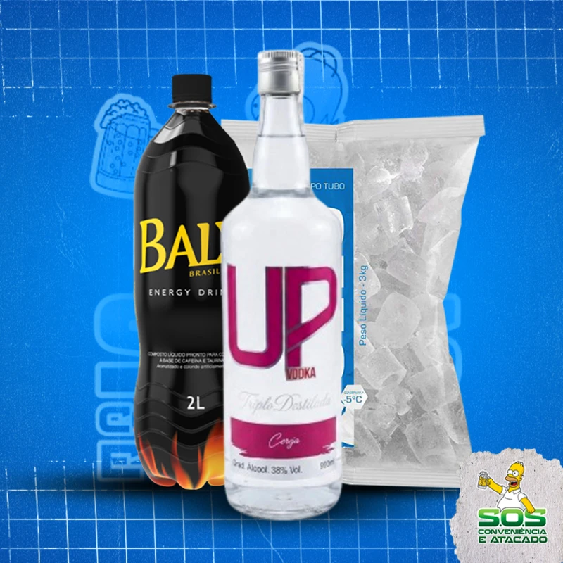 combo vodka + baly 2l + gelo 3kg: UP Cereja - Combo Vodka + Energetico (Ingredientes: )