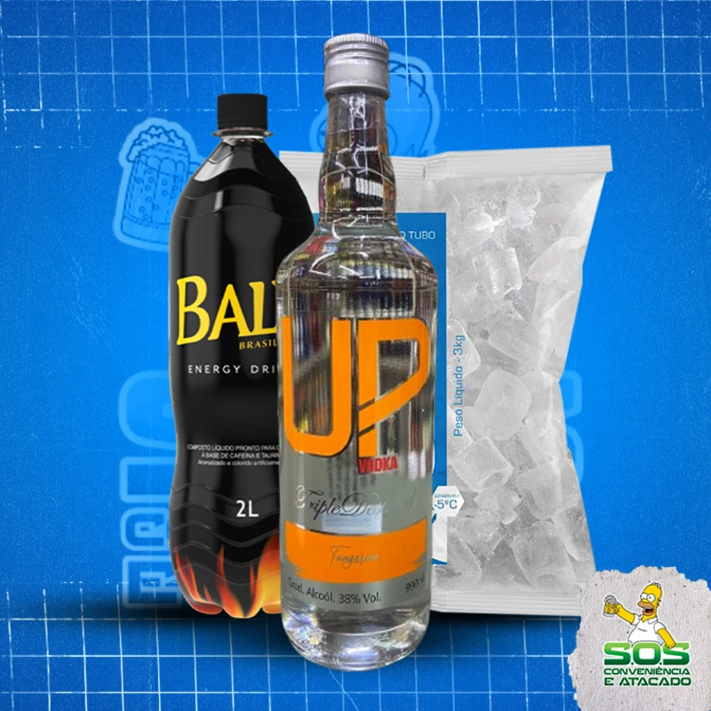 combo vodka + baly 2l + gelo 3kg: UP Tangerina - Combo Vodka + Energetico (Ingredientes: )