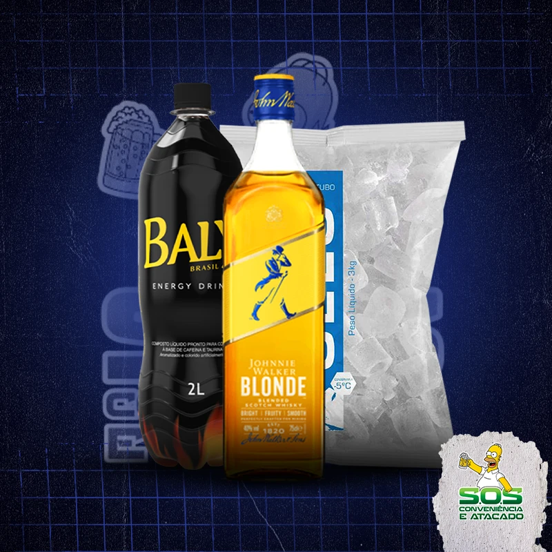 Combo Whisky + Baly: Johnnie Blonde + Baly 2L + Gelo 3kg - Combo Whisky + Baly (Ingredientes: )