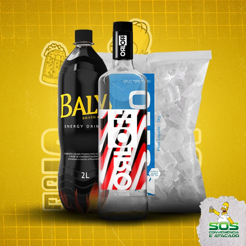 combo vodka + baly 2l + gelo 3kg: Orloff - Combo Vodka + Energetico (Ingredientes: )