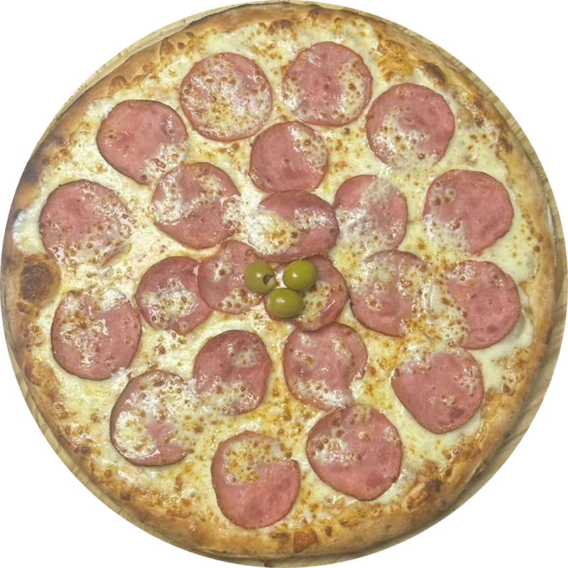 Tradicional: Lombo Canadense - Pizza Pequena (Ingredientes: Molho de Tomate,  Mussarela,  Lombo canadense,  Orégano)