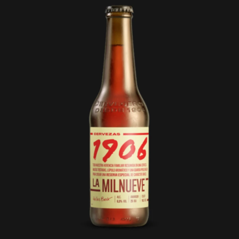 Cerveja: Cerveja 1906 - Estrela Galicia - Long Neck 355ml - Uma cerveja premium extra de personalidade única, perfeita para pizzas intensas!A 1906 Reserva Especial é uma puro malte de estilo Amber Lager/Märzen, com belíssima cor âmbar e notas marcantes de malte tostado e caramelo. Apresenta corpo firme, teor alcoólico de 6,5% e um amargor elegante que equilibra perfeitamente com seu dulçor sutil. Dica da casa: Por ser encorpada, combina perfeitamente com pizzas de sabores marcantes e gordura mais presente, como Calabresa, Pepperoni, Quatro Queijos