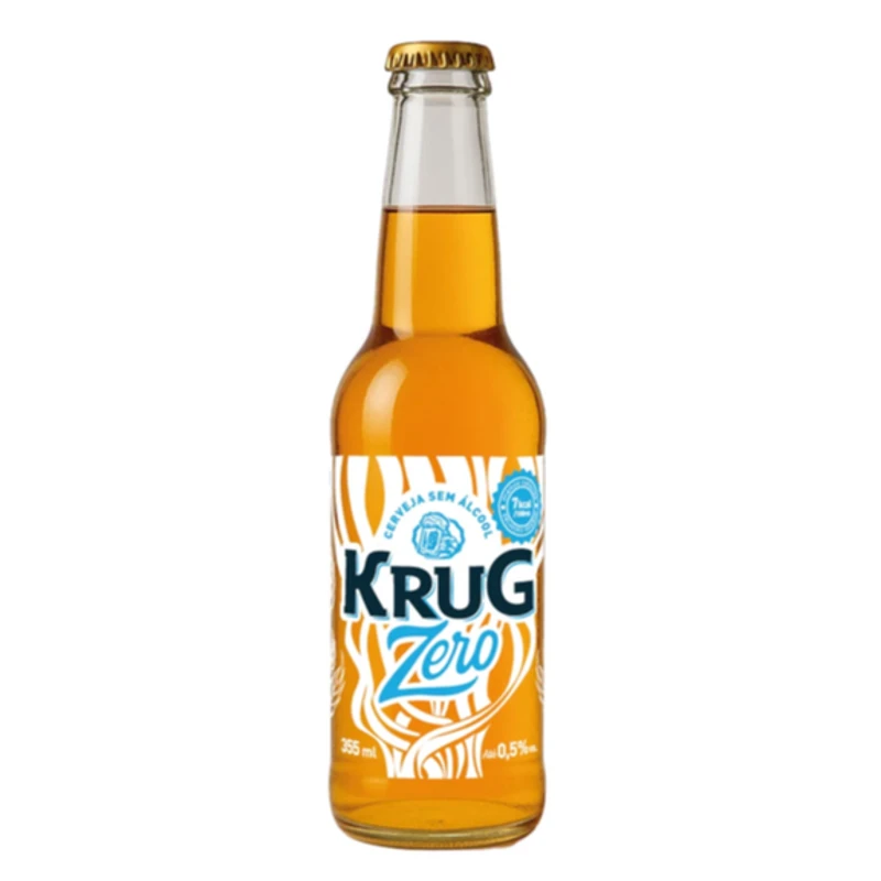 Cerveja: Cerveja Krug Bier Zero - Long Neck 355ml - A Krug Zero é uma autêntica cerveja Puro Malte estilo Lager, dourada, leve e extremamente refrescante. Desenvolvida para quem quer brindar sem restrições, ela traz notas suaves de malte com um amargor limpo e moderado. Além de ser zero álcool, possui fórmula sem glúten e apresenta baixíssimos teores de calorias e carboidratos. Dica da casa: Uma escolha democrática que acompanha maravilhosamente bem pizzas leves como Marguerita.