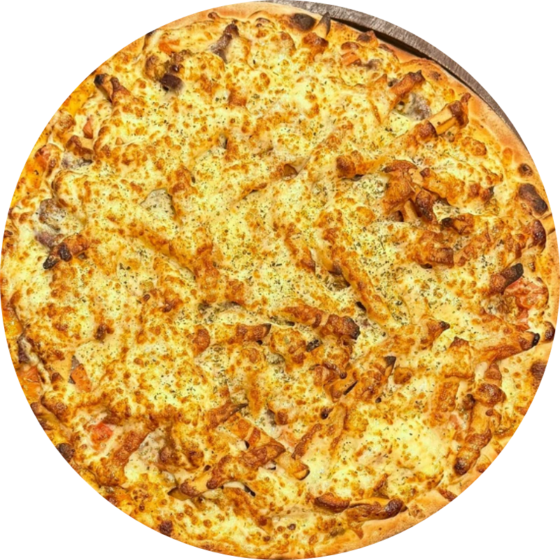 Sabores Premium: P- Shawarma - Pizza Gigante (Ingredientes: Molho de Tomate, Mussarela, Filé de Frango e Filé de Carne Bovina em Tiras, Batata Frita, Tomate Picado, Creme de Alho, Orégano)