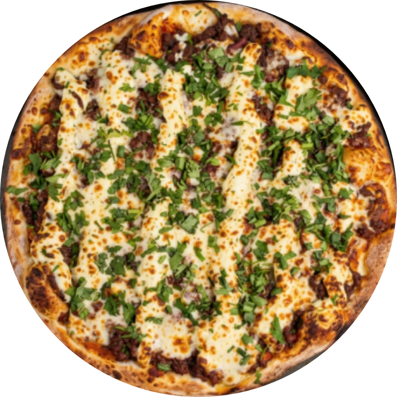Sabores Premium: P- Costela Divina - Pizza Gigante (Ingredientes: Molho de Tomate, Mussarela, Costela Desfiada, Creme de Alho, Tempero Verde, Orégano)