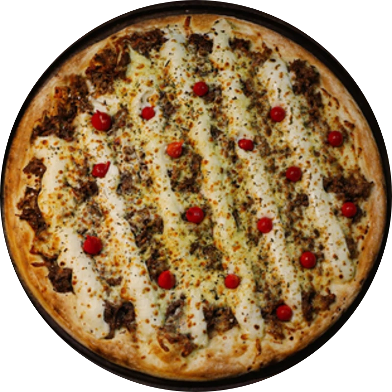 Sabores Premium: P- Costela - Pizza Gigante (Ingredientes: Molho de Tomate, Mussarela, Costela Desfiada, Catupiry, Pimenta Biquinho, Orégano)